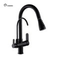 thumbnail image 1 of 3 Way Modern Matt Black Chrome Drinking Brass Mixer Tap Filter Black Pull Out Kitchen Sink Faucets, 1 of 5