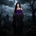 thumbnail image 2 of Witch Dress for Women Halloween Woman Adults Vampire Butterfly Sleeve Mesh Gothic Outfits S-2XL, 2 of 8