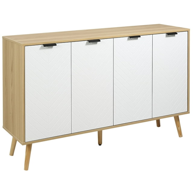 HOMCOM Buffet de 47 Pouces, Armoire Buffet avec Tablettes Ajustables, Naturel
