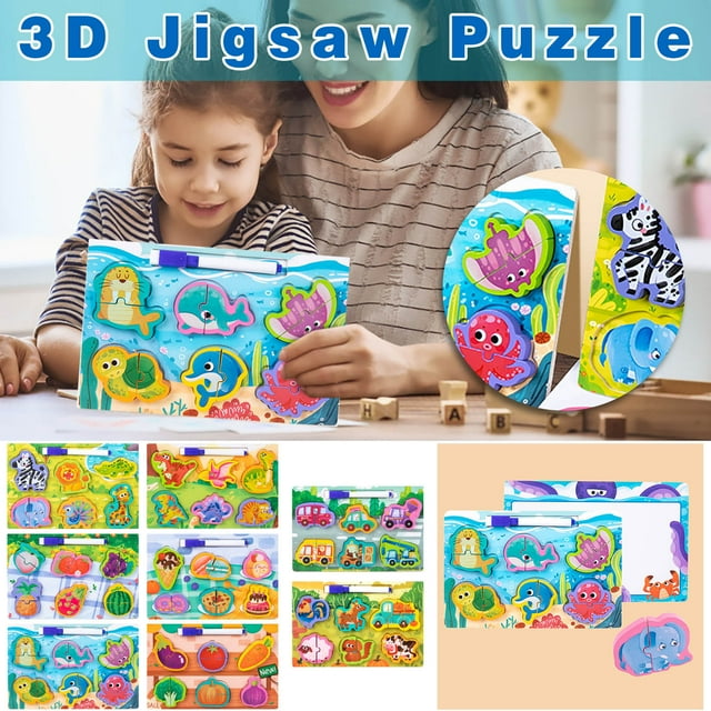 XWSHYW Juguetes para Niños Two In Rompecabezas y Tablero de Dibujo a Juego de Educación Temprana para Niños, Rompecabezas Tridimensional, Interacción Entre Padres E Hijos, Juguetes Educativos para Ni