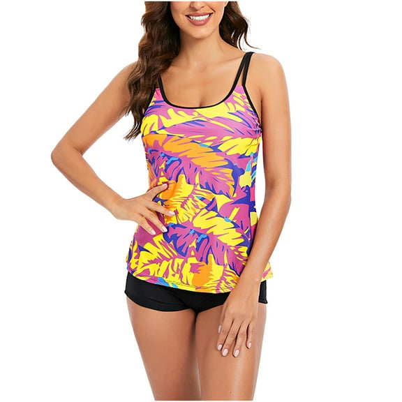 Swimsuit Women Sling Sexy Printing Split Two Piece Swimsuit Beachwear Swimdress