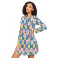 thumbnail image 3 of FORMRS Womens Long Sleeve Nightgowns Crew Neck Sleep Shirt Soft Pajamas Sizes S-3XL, Blue Checkered Daisy, 3 of 8