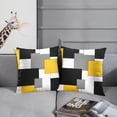 thumbnail image 4 of Set of 2 Yellow Geometric Throw Pillow Covers Black Grey White Painting Abstract Checkered Design Decorative Pillow Case Modern Home Decor Standard Square 18x18 Inch Cushion Pillowcase, 4 of 5