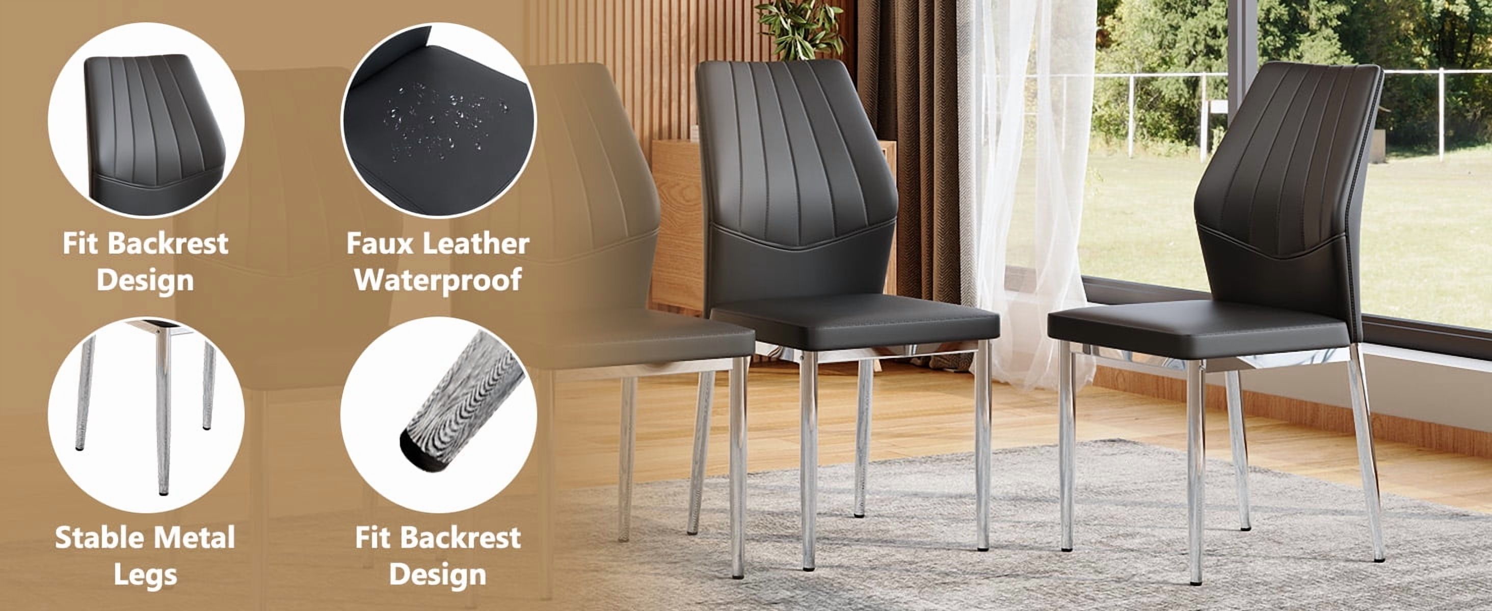 Sailvan Dining Chairs - 37 Inch Ergonomic PU Backrest