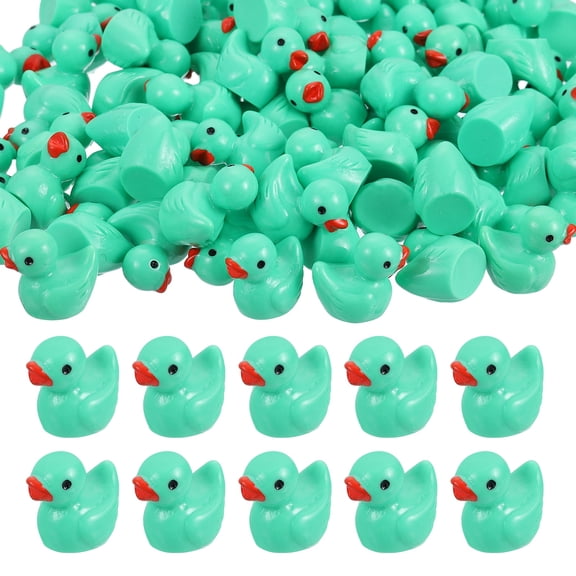 Mini Resin Ducks, Cute Tiny Ducks to Hide Miniature Figures Bulk Perfect for Dollhouse & Micro Fairy Garden & Landscape & Aquarium & DIY Craft Decor(Green, 120pcs)