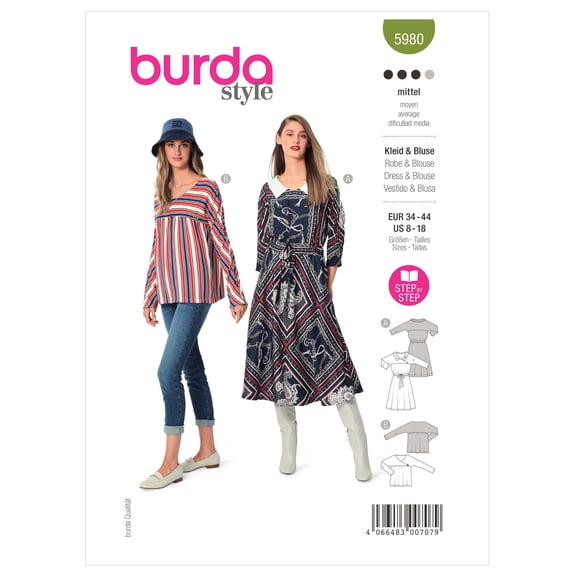 Burda Sewing Pattern 5980 Women 8-18 (34-44)