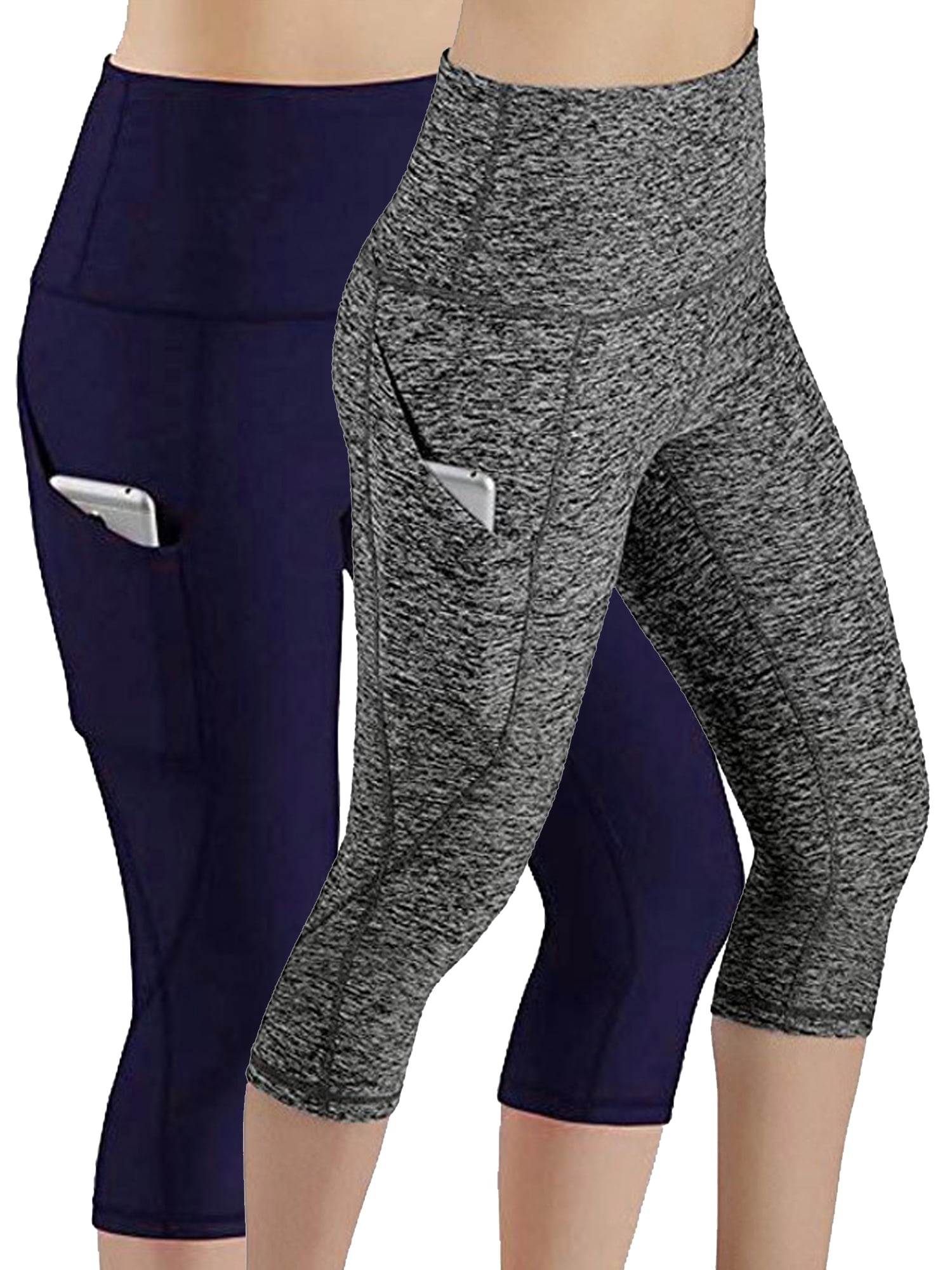 Womens 3/4 Capri Yoga Pants Sports Cropped Leggings Pockets Gym Workout Trousers 