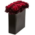 thumbnail image 2 of Nearly Natural Roses Silk Arrangement in 9"H Black Vase, 2 of 3