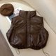 thumbnail image 1 of Chaleco de plumón de algodón para mujer, chaqueta con cuello levantado, holgada, recortada, sin mangas, Otoño e Invierno, 1 of 5