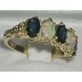 thumbnail image 3 of LBG British Made 18k Yellow Gold Natural Sapphire & Opal Womens Eternity Ring - 33 size options - Size 7.25, 3 of 6