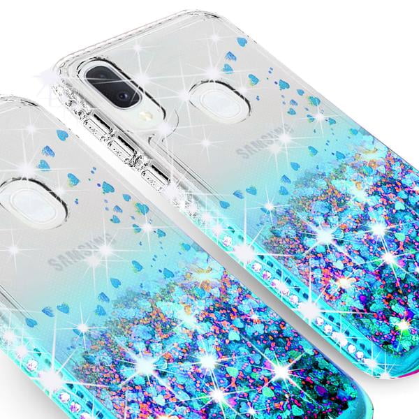 Galaxy Wireless Liquid Glitter Phone Case for Compatible for Alcatel TCL A3  A509DL / TCL A30 Case w[Tempered Glass Screen Protector] Bling Diamond