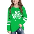 thumbnail image 2 of Kilaqueen St Patricks Day Kids Shirt Long Sleeve Crew Neck Shamrock Print Pullover Tops Casual Trendy Festival Vacation Tees 3-14Y, 2 of 5