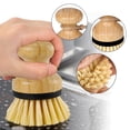 thumbnail image 5 of HomeLife 2Pcs Bamboo Dish Brush Flexible Bristles Ergonomic Handle Oil Proof Stain Removal Sink Plate Bowl Pan Scrub Cleaning Scrubber Kitchen Supplies, 5 of 13