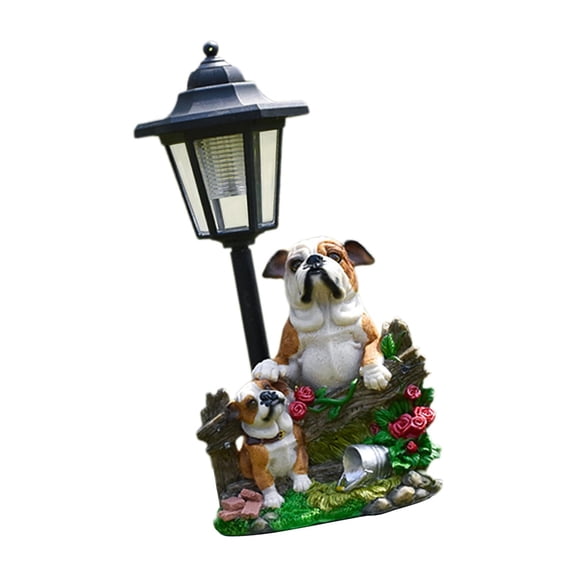 Miulika Garden Statue Solar Post Lamp Lawn Ornament Weather Resistant Lovely Decoration Resin Sculpture for Outdoor Terrace Versatile Dog