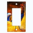 thumbnail image 5 of Metal Light Switch Plate Cover Colorful Rooster Fiery Sunset Portrait Painting PNT006, 5 of 13