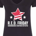 thumbnail image 4 of Inktastic Red Friday Remembering Everyone Deployed with Red American Flag Women's V-Neck T-Shirt, 4 of 5