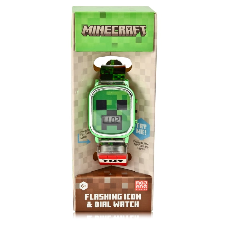 MIN4237WM Minecraft Kids Flashing Lights LCD Watch with Printed