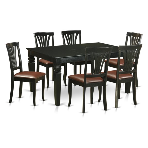East West Furniture Weston 7 Piece Lath Back Dining Table Set Walmart