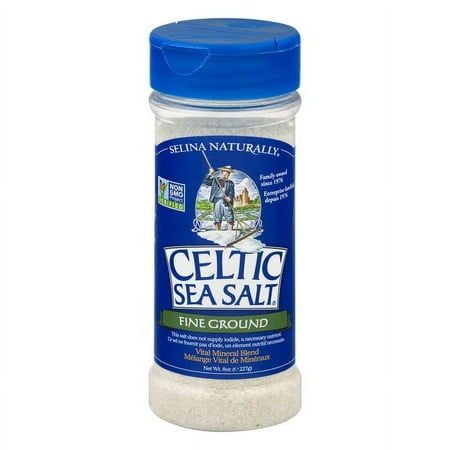 Celtic Sea Salt Fine Ground Kosher Certified Sea Salt, Allergen-Free, 8 oz Shaker
