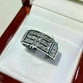 thumbnail image 3 of Lab Created Diamond Men's Wedding Band Ring 3 Ct Round 14k White Gold Plated Silver, 3 of 4