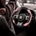 thumbnail image 2 of HSHDLDF Leather Car Steering Wheel Cover Non-Slip Car Wheel Cover Protector Breathable Microfiber Leather Universal Fit for Most Cars(Pink), 2 of 6