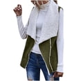 thumbnail image 2 of Fanxing Women's Front Lapel Vest Fleece Lined Faux Suede Seeveless Jacket Long Soft Warm Trendy Gilet Waistcoat Army Green 2XL, 2 of 7