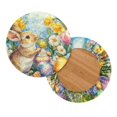 thumbnail image 2 of Renewold Stool Covers Round 2 Pack Stretch Bar Stool Saddle Padded Seat Covers Washable Stool Slipcovers for 12-14 Inch Chair for Home Easter Decor, Retro Rabbit Egg Spring Floral, 2 of 6