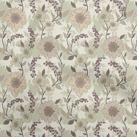 oneOone Georgette Viscose Greenish Beige Fabric Florals Sewing Material Print Fabric By The Yard 42 Inch Wide