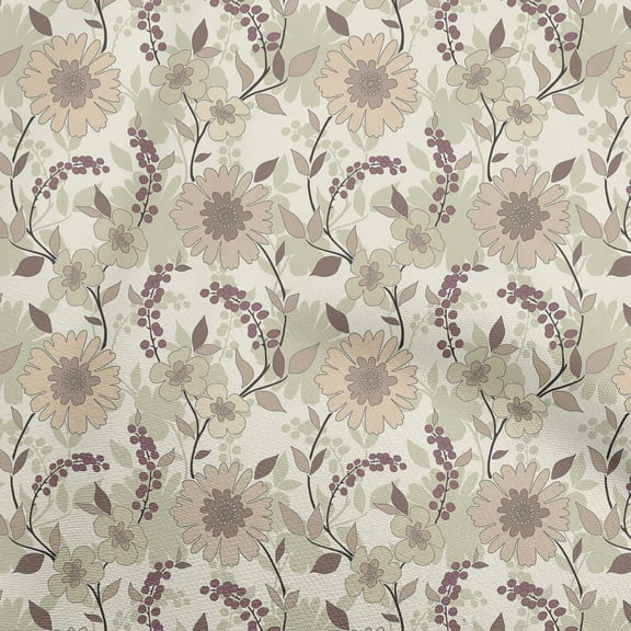 oneOone Viscose Jersey Greenish Beige Fabric Florals Dress Material Fabric Print Fabric By The Yard 60 Inch Wide