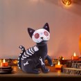 thumbnail image 3 of Happydeer Day of The Dead Dog Cat Figurine Halloween Skull Animal Statue Resin Skeleton Sculpture for Home Desk Decoration (Cat), 3 of 13