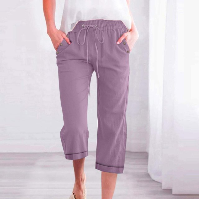 Pantalons Capri pour Femmes, Ample avec Cordon de Serrage 3/4