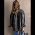 thumbnail image 4 of Chaqueta de Mujer de Gran Tamaño con Botones y Larga con Aberturas. Gris L, 4 of 5