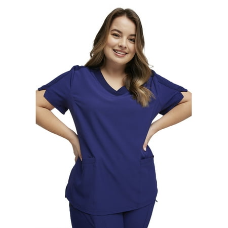 

Heartsoul Break On Through Scrubs Top For Women V-Neck HS792 L Navy