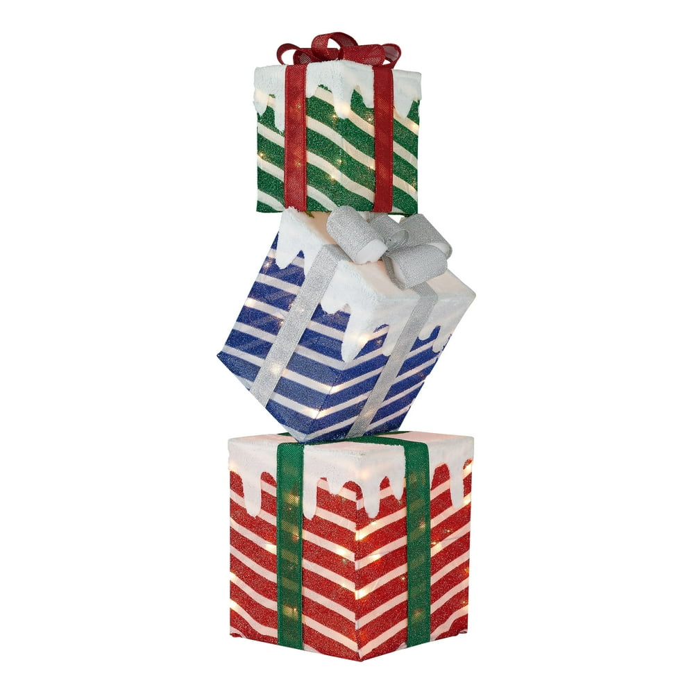 Holiday Time LightUp Stacked Gift Boxes Outdoor Christmas Décor, 42 in