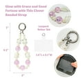 thumbnail image 2 of Wrapables Sparkling Beaded Cell Phone Wrist Strap, Keychain, Bag Charm with Lanyard Tether Tab, Purple Clover, 2 of 6