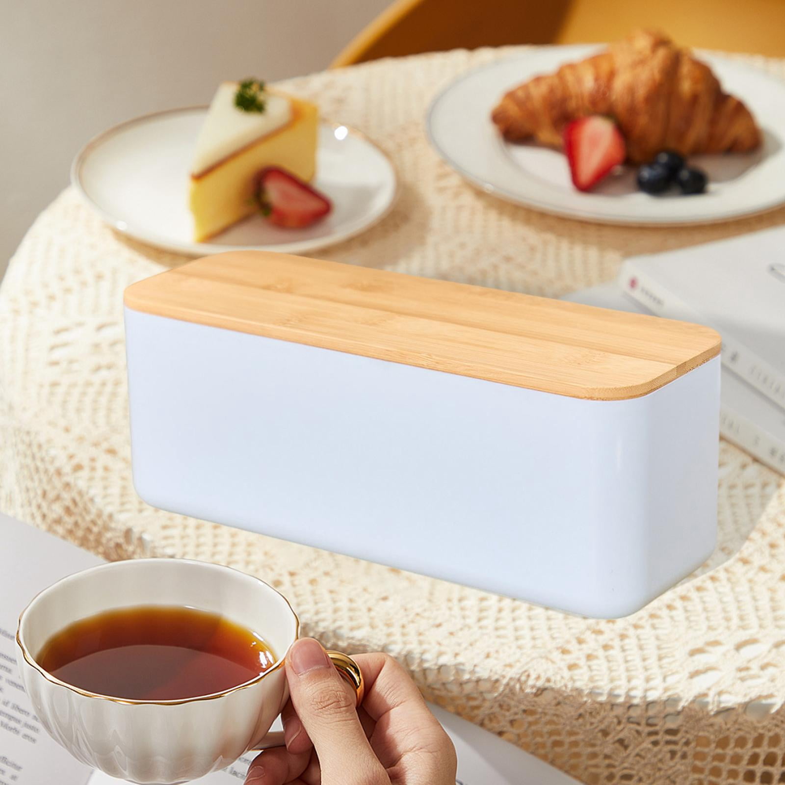 Fiocias Bread Box with Cutting Board Lid Breadbox Minimalist Keeps Fresh Container Bread blue No hole lid