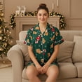 thumbnail image 3 of HITIME Pijama Navideña para Mujer de Seda de Leche Talla M, Conjunto de Short y Playera, Tela Ultra Suave y Transpirable, Comodidad de Lujo para Dormir o Lounge, 3 of 8
