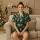 thumbnail image 4 of HITIME Pijama Navideña para Mujer de Seda de Leche Talla 2XL, Conjunto de Short y Playera, Tela Ultra Suave y Transpirable, Comodidad de Lujo para Dormir o Lounge, 4 of 8