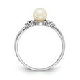 thumbnail image 2 of 14K White Gold Ring Band Pearl Freshwater Diamond Round, Size 5, 2 of 5