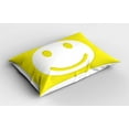 thumbnail image 2 of Ambesonne Modern Pillow Sham 2 Pack, Yellow Positive Smiling Face, 26"x20", Yellow and White, 2 of 3