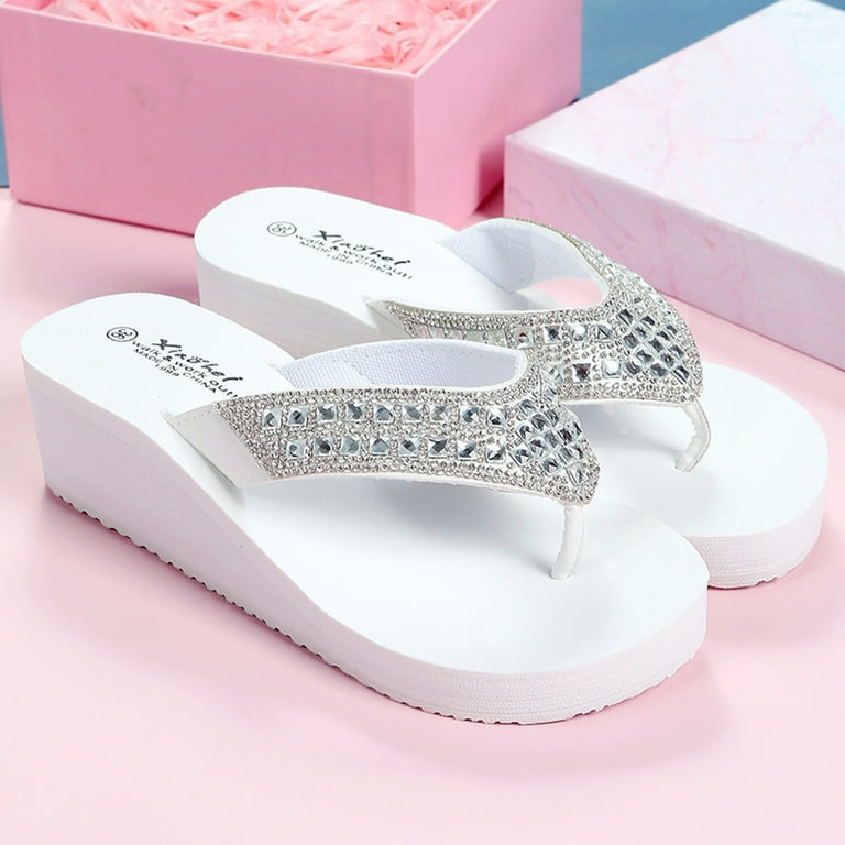 adviicd Wedge Sandals for Womens Platform Flip Flops Size 11 Beach Summer  Rhinestones Flip Casual Wedges Bulk Flip Flops for Women Wedding Guest 