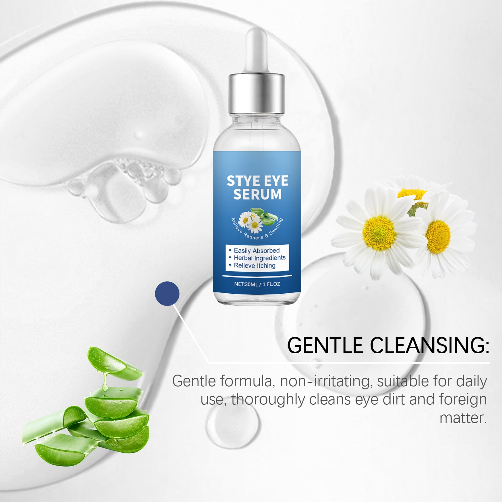 Alvantor Stye Eye Serum with Herbal Extracts for Puffiness and Redness, Fast Absorbing, 1 Fl.Oz