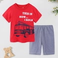 thumbnail image 2 of HCNTES Toddler Baby Spring Summer Clothes Kid Outfits Boys Short Sleeves T-Shirt Tops + Shorts Cute Outfits Set For 2t 3t 4t 5t 6t 7t 8t 9t Kids(X-Red,5-6 Years), 2 of 5