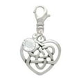 thumbnail image 2 of Delight Jewelry Silvertone Celtic Knot Heart - Silvertone Clip on Charm with Clear Crystal Drop, 2 of 4