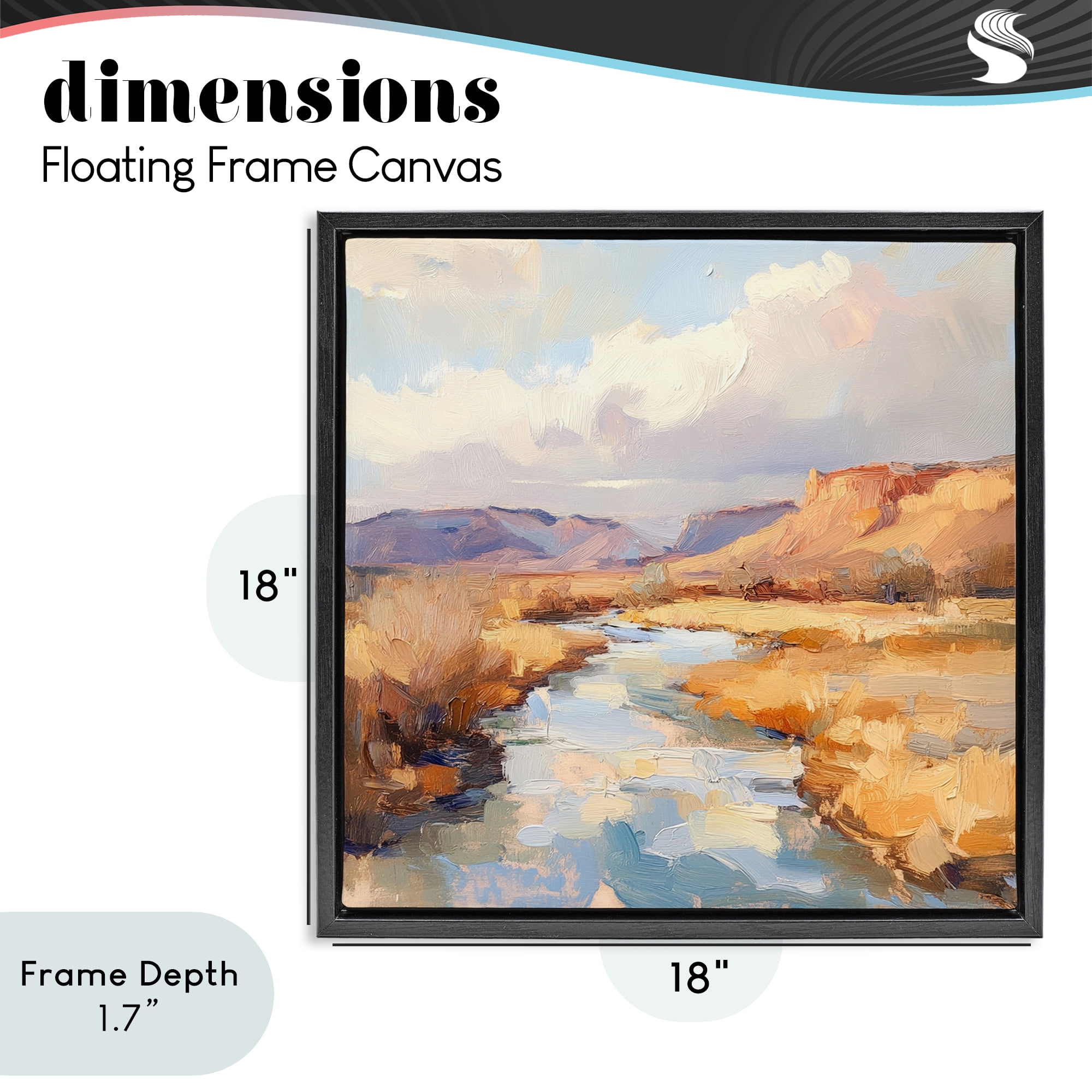 Stupell Industries Plateau River Evening Glow Black Framed Floater Canvas Wall Art, design by Petal Prints Design