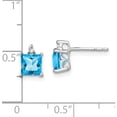 thumbnail image 4 of 14K White Gold Princess Blue Topaz And Diamond Earrings (Width 5.7) (Length 7.5) - Jbsp, 4 of 5