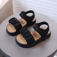 thumbnail image 6 of Girls Ruched Strap Sandals, Hook-and-Loop Soft Sole Summer Shoes, Lightweight Casual Flat Sandals for Kids, 6 of 6