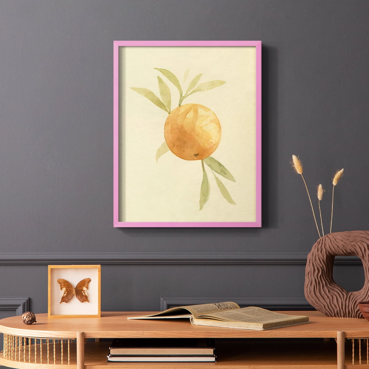 Dappled Oranges I Framed Print in Pink Solid Wood Framed Print No Nail Hanging