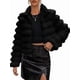 thumbnail image 1 of Chaqueta de Piel Sintética para Mujer, Abrigo Corto Abullonado de Larga, Abrigo Cálido de Invierno. Negro S, 1 of 9