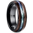 thumbnail image 1 of Anillos De Tungsteno De 8 Mm Para Hombres Y Mujeres Un Ajuste Cómodo Para Bodas Con Incrustaciones De Koa En El Centro, 1 of 3